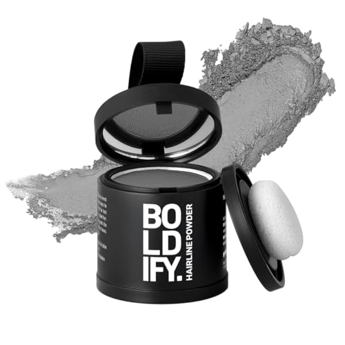 BOLDIFY Hairline Powder LARGE 10g  Root Touch Up Hair Color for Gray Coverage  Bald Spot Concealing Hair Powder for Women  Men  24Hour StainProof  Gray